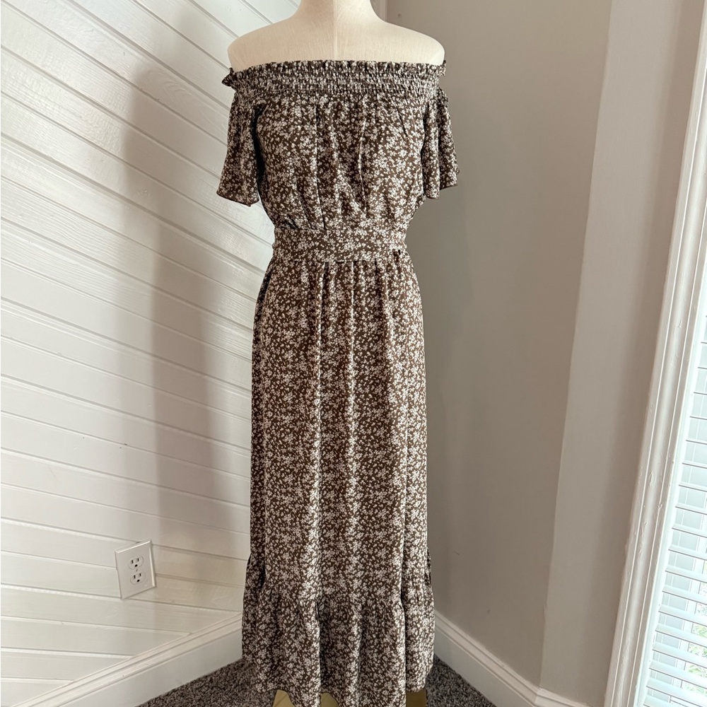 Indie blue XS brown flora dress